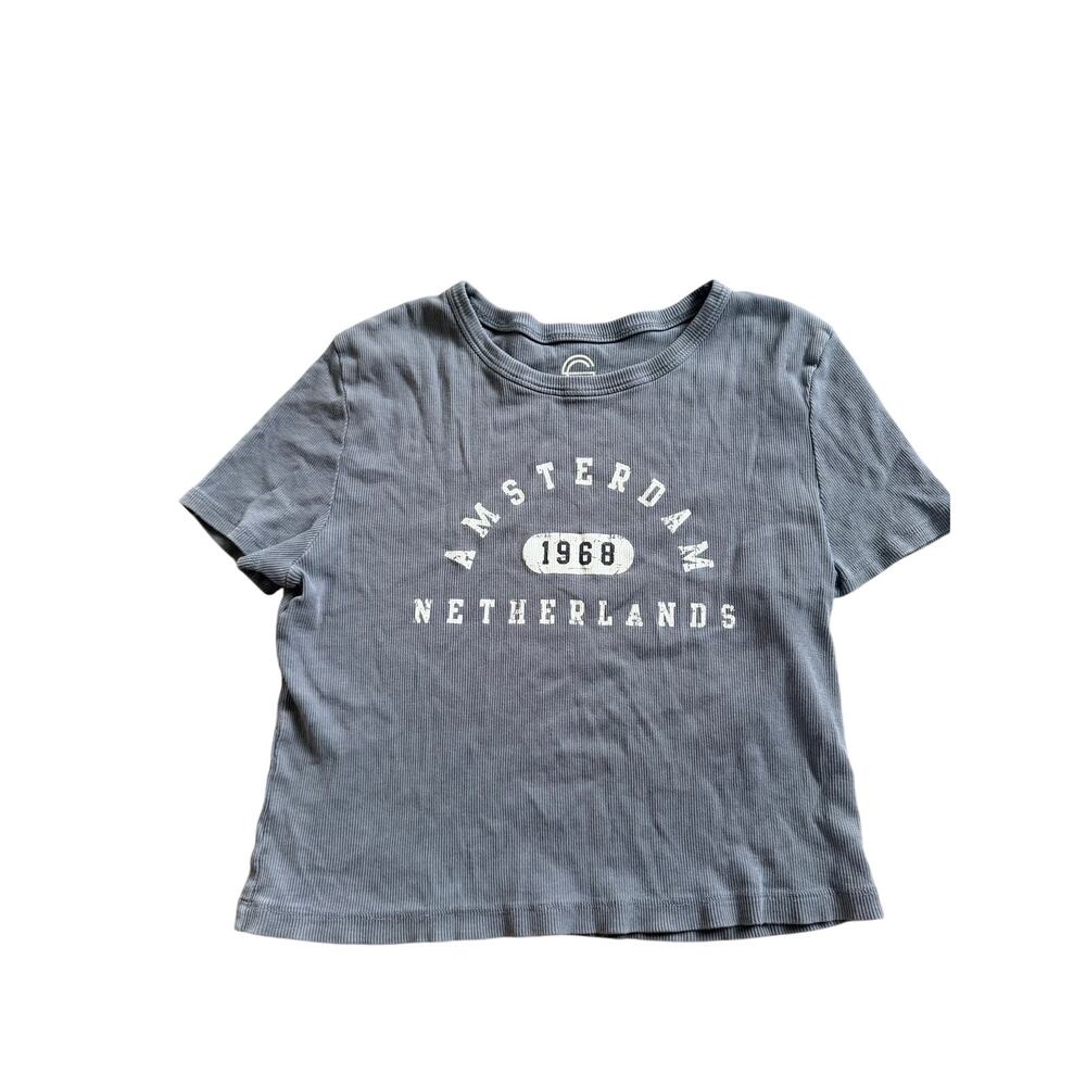 Social Culture Amsterdam 1968 Graphic Ribbed Baby Tee - Women's M